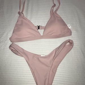 Romwe Pink Two Piece Cheeky Bikini